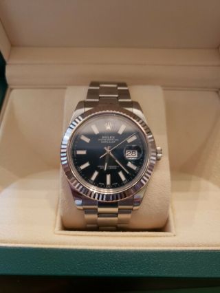 Rolex 116334 Blue Stick Dial 41mm Datejust Stainless Steel Card Box 2