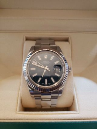Rolex 116334 Blue Stick Dial 41mm Datejust Stainless Steel Card Box 4