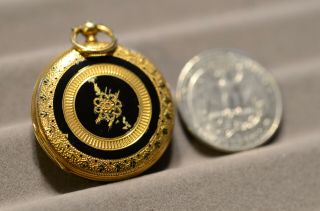 18k gold,  enamel,  with tiny diamonds.  rare by B.  Haas Jne.  pendant watch 2