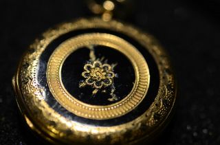 18k gold,  enamel,  with tiny diamonds.  rare by B.  Haas Jne.  pendant watch 4