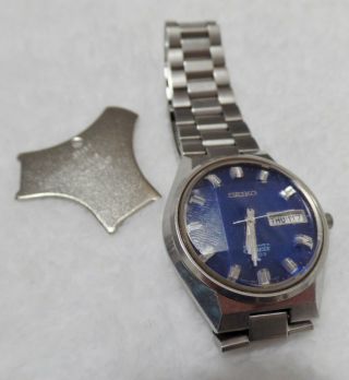 Vintage Seiko Quartz 3003 Blue Dial Stainless Steel Wrist Watch Model 3863 - 7059