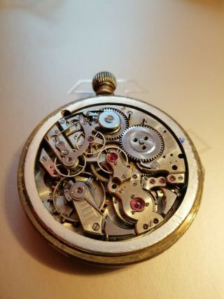 Antique Chronograph Repeater Pocket Watch Movement.  Only For Parts/restore