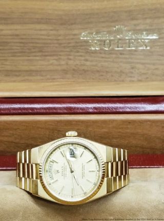 18k Gold Rolex President Day Date 19000 Quickset Watch W Box Oysterquartz