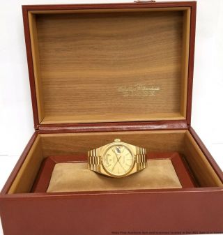 18k Gold Rolex President Day Date 19000 Quickset Watch w Box Oysterquartz 2