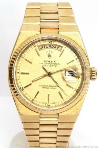18k Gold Rolex President Day Date 19000 Quickset Watch w Box Oysterquartz 3