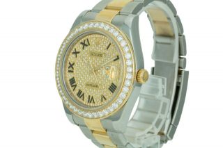 Rolex Watch Mens Watch Datejust 116333 Steel/Gold Diamond Pave Dial 3ct Diamonds 2