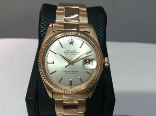 1969 Rolex 1601 Datejust 18k R/gold W/ Rivet Oyster Band Cal 1570,  Papers