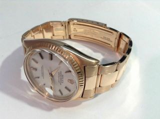 1969 ROLEX 1601 DATEJUST 18K R/Gold w/ Rivet Oyster Band Cal 1570,  PAPERS 7