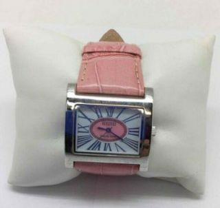 Ecclissi Sterling Silver Watch Womens Pink Leather Band Sterling Silver 925 Case