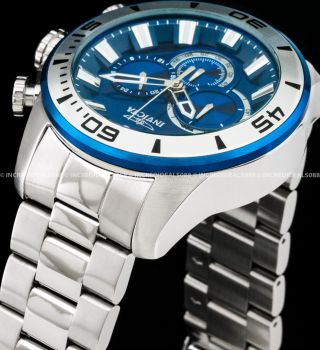 Invicta Men Pro Diver Chronograph Blue Bezel Dial Silver Bracelet Ss Watch 22586