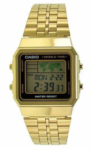 Casio Vintage Retro Gold A500wga - 1 A500wga - 1 World Time Map Display @