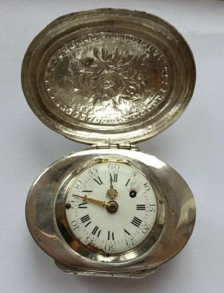 Rare Snuff Box Pocket Verge Fusee Watch Solid Silver Antique Form Watch C1760