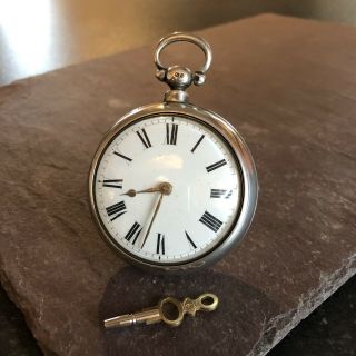 Antique 1833 Pair Case Silver Verge Fusee Pocket Watch ‘j.  Johnson London’