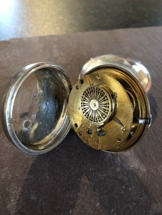 Antique 1833 Pair Case Silver Verge Fusee Pocket Watch ‘J.  Johnson London’ 7