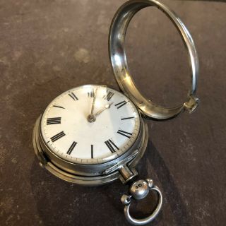 Antique 1833 Pair Case Silver Verge Fusee Pocket Watch ‘J.  Johnson London’ 9