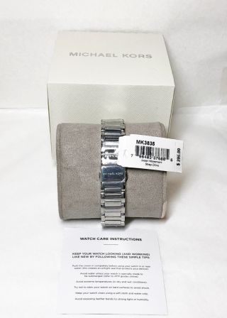 Michael Kors Courtney Stainless Steel Watch Pavé w/MOP Flowers 36mm MK3835 NIB 4