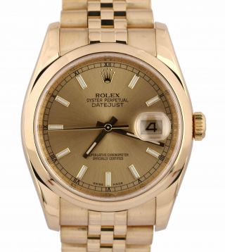 2005 Rolex Oyster Perpetual Datejust 18k Yellow Gold 36mm 116208