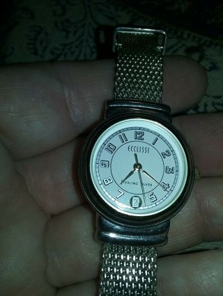 Ecclissi Sterling Silver Ladies Wrist Watch W/ Calendar