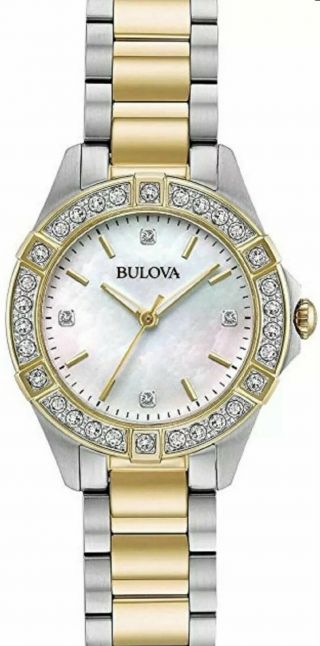 Bulova 98r236 Two Tone Diamond Accent Womens Watch Nwot Msrp $199