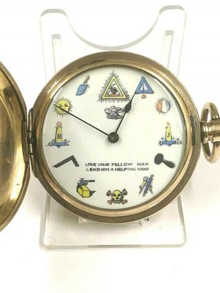 Vintage Elgin Masonic Pocket Watch Full Hunter Gold Plated 1919