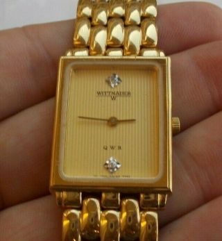 Rare Vintage Wittnauer Gold Tone Watch Wristwatch Qwr Swiss Great Shape Look Nr