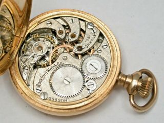 Rockford 3/0 Hunting 14K Gold Pocket Watch with Multi - Colored Dial.  162T 6