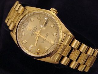Mens Rolex Day - Date President 18k Yellow Gold Watch Bark Champagne Diamond 18078 2