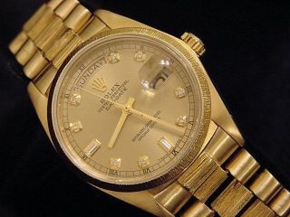 Mens Rolex Day - Date President 18k Yellow Gold Watch Bark Champagne Diamond 18078 3