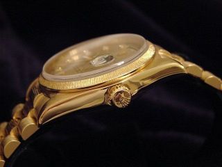 Mens Rolex Day - Date President 18k Yellow Gold Watch Bark Champagne Diamond 18078 5
