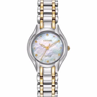 Citizen Eco - Drive Silhouette Two Tone Stainless Steel Ladies Watch Em0284 - 51n