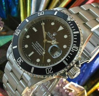 Rolex Submariner Oyster Date Auto 16610 Cali 3135 Montres S.  A 40 Mm Black Dial