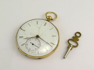 Antique 18k Solid Gold Key Wind Pocket Watch