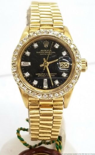 Rolex President Datejust 18k Gold 6917 Diamond Bezel Dial Box Papers Tags 3