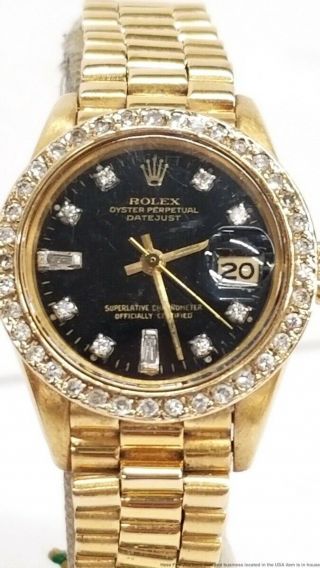Rolex President Datejust 18k Gold 6917 Diamond Bezel Dial Box Papers Tags 4
