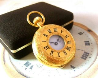 Vintage Pocket Watch 1960 Swiss 17 Jewel Half Hunter 12ct Gold Plated Case,  Box