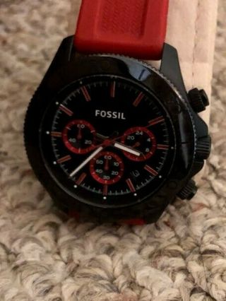 Fossil Retro Traveler Chronograph Silicone Watch Red And Black Ch2871
