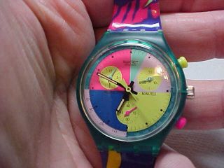 Swatch Watch Chronograph Watch 1990 Multi Color Watch And Band