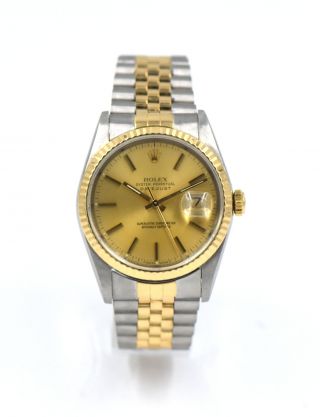 Gents Rolex Oyster Perpetual 16233 Datejust 18k Gold Stainless Wristwatch C1989