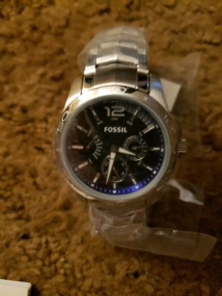 Fossil Mens Blue Dial Stainless Steel Watch Bq9346 Watch Bq9346