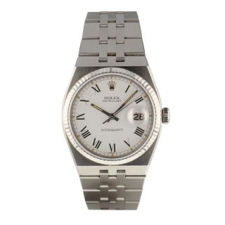 Rolex Oysterquartz Datejust Steel 36 Mm White Roman Watch 17014 Circa 1986