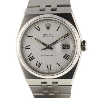 Rolex Oysterquartz Datejust Steel 36 mm White Roman Watch 17014 Circa 1986 2