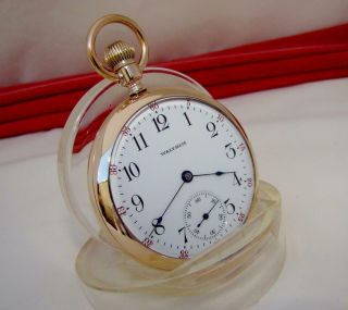 1916 Waltham 15 Jewels Pocket Watch In 14k Gold Filled Case Dial 16s - Runs
