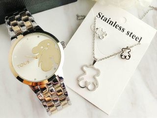 Lovely Bear Woman Stainless Steel Watches Jewelry Set Listing Exquisite Gift