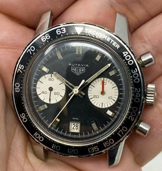 Vintage Heuer Autavia Chronograph Wristwatch Ref.  7863C Dato 40mm Steel Val 7732 8