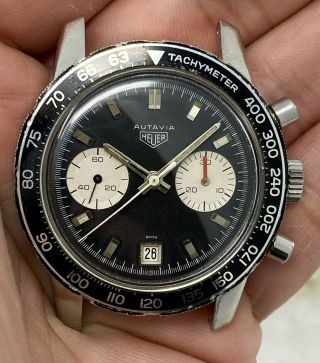 Vintage Heuer Autavia Chronograph Wristwatch Ref.  7863C Dato 40mm Steel Val 7732 9