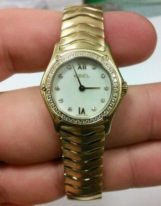 Ebel 18k Yellow Gold Diamond Mother Of Pearl Ladies Wrist Watch