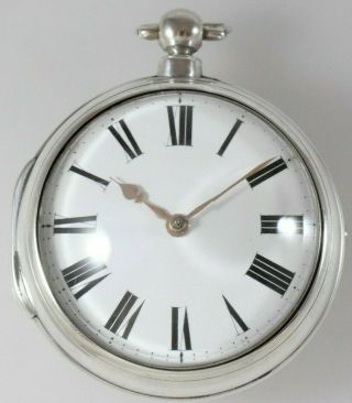 Huge Antique Silver Pair Cased Verge Fusee Pocket Watch Thomas Nurse Lynn C.  1840