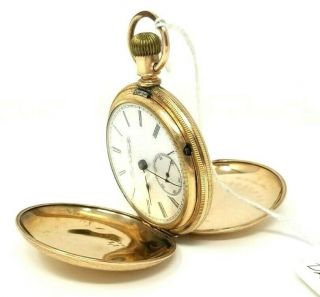Elgin Co Pocket Watch Convertible In 10k Gold Filled Box Hinge Drum Style Case
