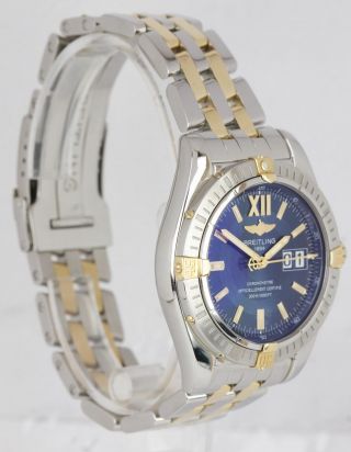 Men ' s Breitling Galactic 41 Date Two - Tone Stainless Gold Blue B49350 Watch 3