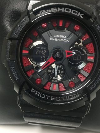 Casio G - Shock Ga - 200sh:black W/ Crimson Accents 52.  5mm Case.